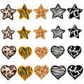 New Iron on Embroidered Black Edge leopard stone pattern  star heart  Patch for Hat Bag Decoration