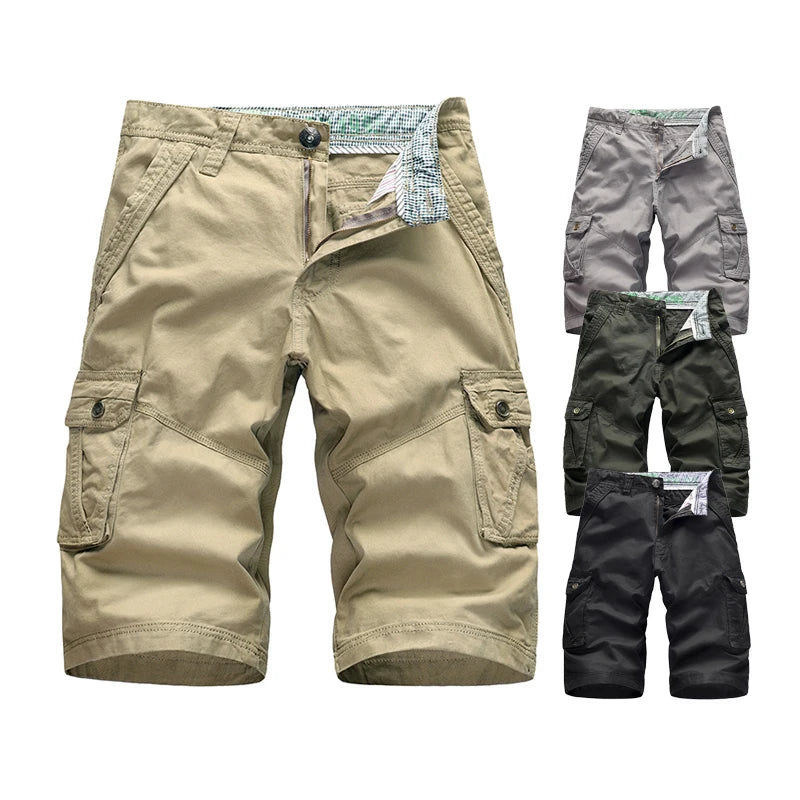 Cargo Shorts for Older Men Summer Men's Shorts Cotton Pocketed Casual Classic Slim Fit Cargo Shorts
