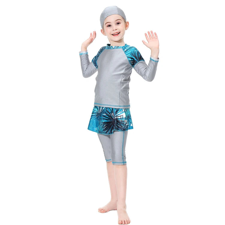 Spot Wholesale First-class Quality Swimsuit Islamic Women 3pcs Set With Hijab Cap Modest Burkinis Muslim Swimwear
