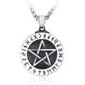 SS8-275P Stainless Norse Viking Pendant Necklace Large Rune Pentacle Pendant Pentagram Jewelry Wiccan Necklace Norse Star Chain