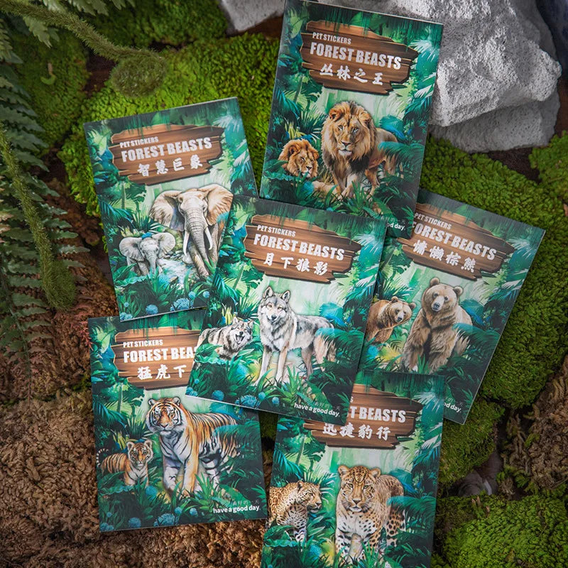 15 Sheets Per Pack Animal Scenery Theme Sticker Packs Beasts of the Jungle Series Alien Stickers