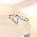 Wholesale Fashion Copper Alloy Antique Open Cuff Fancy Resizable Wedding Jewelry Rings Full Zircon Flower Ring for Women