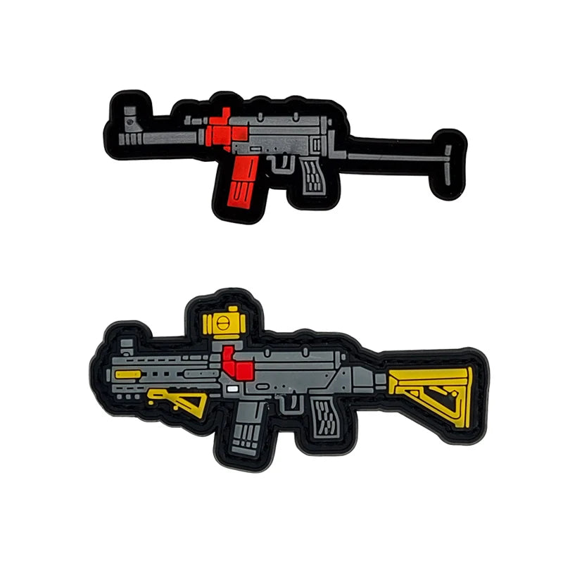 PVC 3d Soft Rubber Patches Gun Shaped Mini Tactical Badge With Hooks