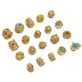 JF8736 Ethnic Tribal Nepalese Jewelry Beads Matte Gold Plated Inlay with Red & Turquoise  Metal Alloy Loose Beads