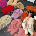 Women's Mongolian Sheep Fur Halter Fashion Streetwear Spring Fur Vest Ladies Fur Tops Coat