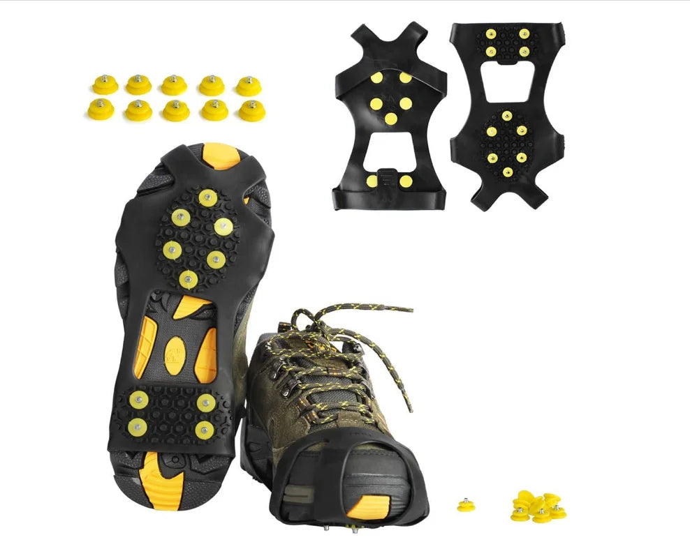 Outdoor Silicone Anti Slip Ice Shoe Boot Grips Elastic Crampon Snow Spikes Traction Cleats 10 Studs Crampon for Climbing