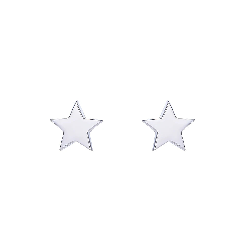 ZHILIAN Fashion 925 Sterling Silver Fine Jewelry Simple Star Shape Stud Earrings for Women