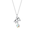 Cute Fashion Pure 925 Sterling Silver Shiny Zirconia Star Animal Bear Pendant Necklace for Women Girls Jewelry
