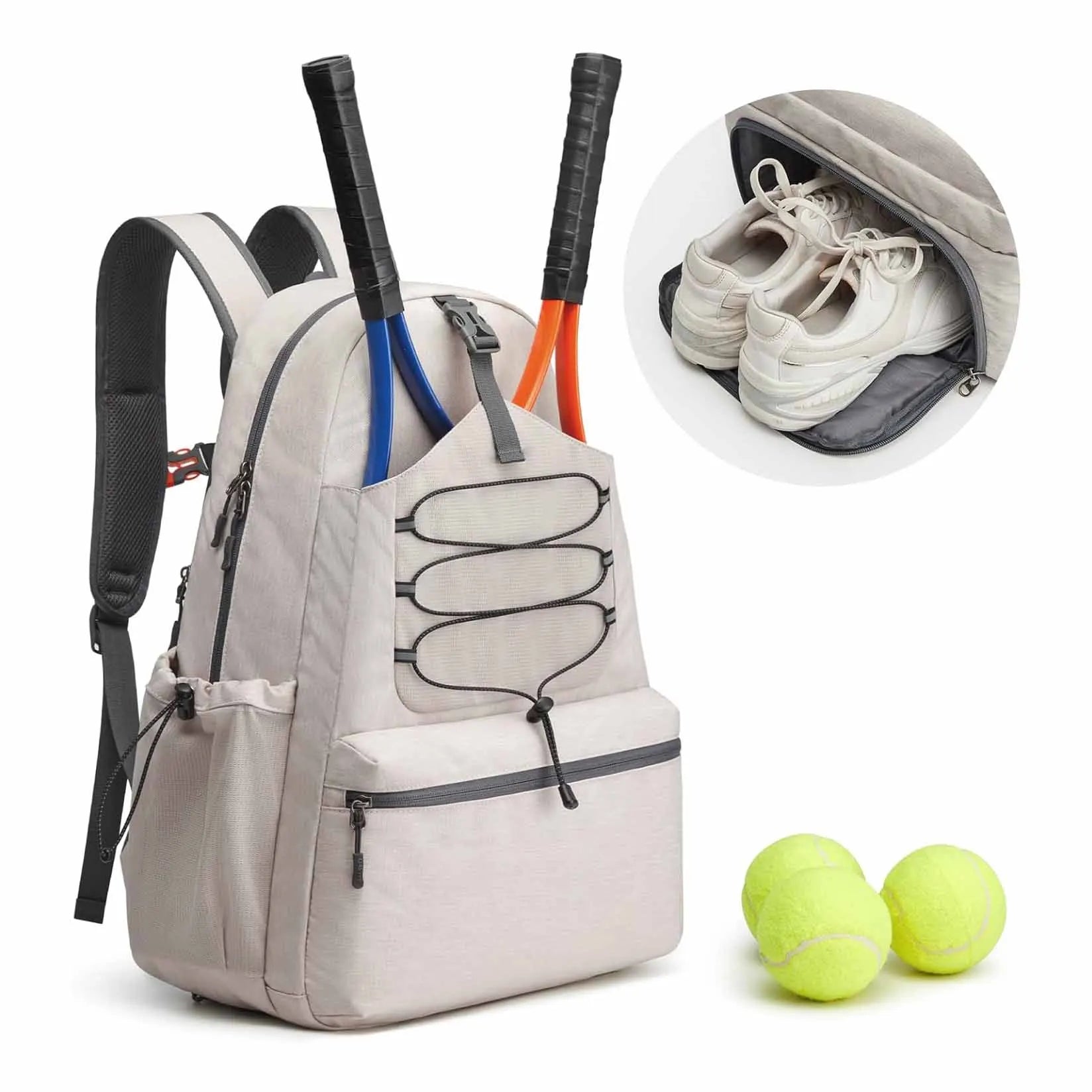 Large Professional Pickleball Bag Holds 4 Rackets Tennis Backpack With Bottom Separated Shoe Compartment