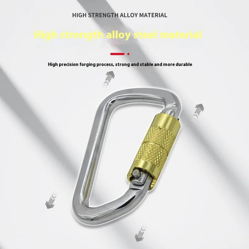 30KN Chrome Plated D Type Safety Hook for Outdoor Rock Climbing Main Lock Mountaineering Buckle Yoga Hammock Mountaineering