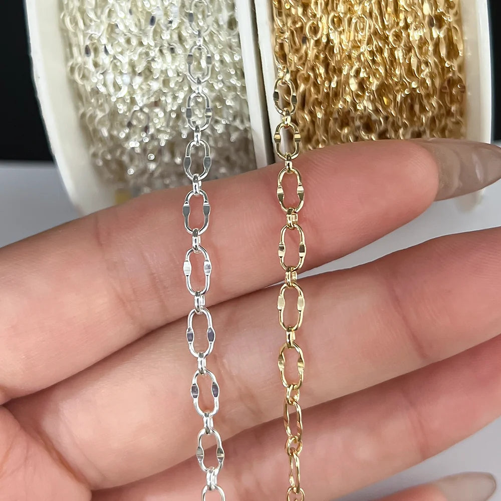 Vintage Jewelry Real Gold Filled 3.6mm Lip Chain Bulk 14k for Jewelry Making Bracelet Necklace Sterling Silver Chain