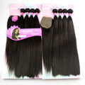 AMAZING YAKI STRAIGHT 4  Bundles Per Set Black Color  Heat Resistance Synthetic Hair Weave for Afro Women with Closure