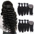 40 38 36 34 32 30 28 Inch Cheap Brazilian Hair Weave Bundles with Lace Closure Can Be Dyed Raw Virgin Brazilian Deep Wave Hair