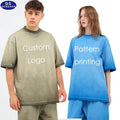 New Style Men's Heavyweight Cotton Vintage Gradual Color T-Shirts Custom Dtg Printing Oversize Cropped Boxy T-Shirt for Unisex MegaBDM