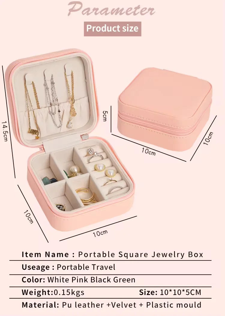 Wholesale Custom Mini Square Velvet PU Leather Jewelry Box Small Storage Organizer for Travel for Travel