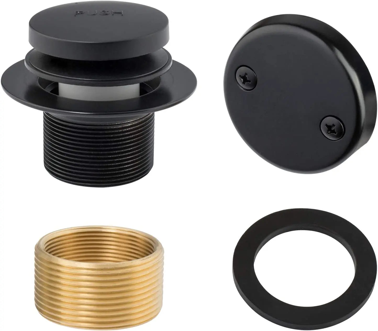 Matte Black Modern Design Bath Drain Trim Kit Tip-Toe Tub Drain Replacement Easy Installation 3-Year Warranty Bathroom Drainware