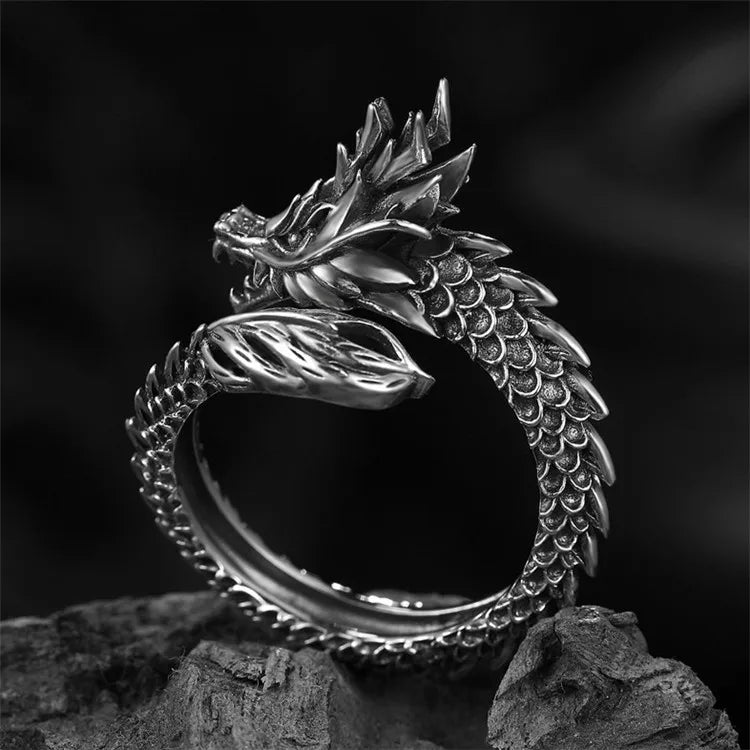 Hot Selling Punk Men Rings Gothic Vintage Dragon Ring for Boys