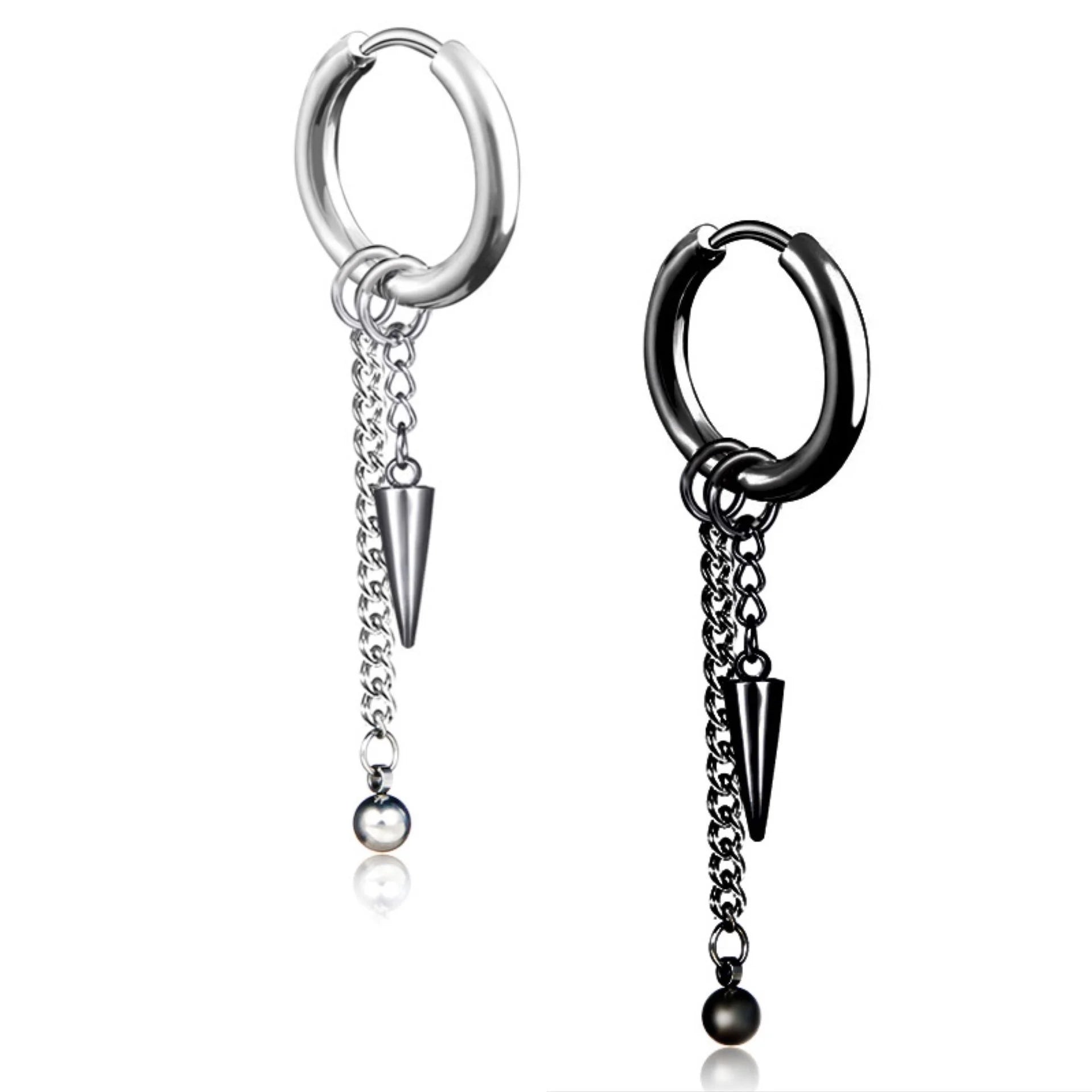 Direct Sales Manufacturer Men's Stainless Steel Ear Rings Long Street Hop Less Piercing Clip Jewelry Findings Components