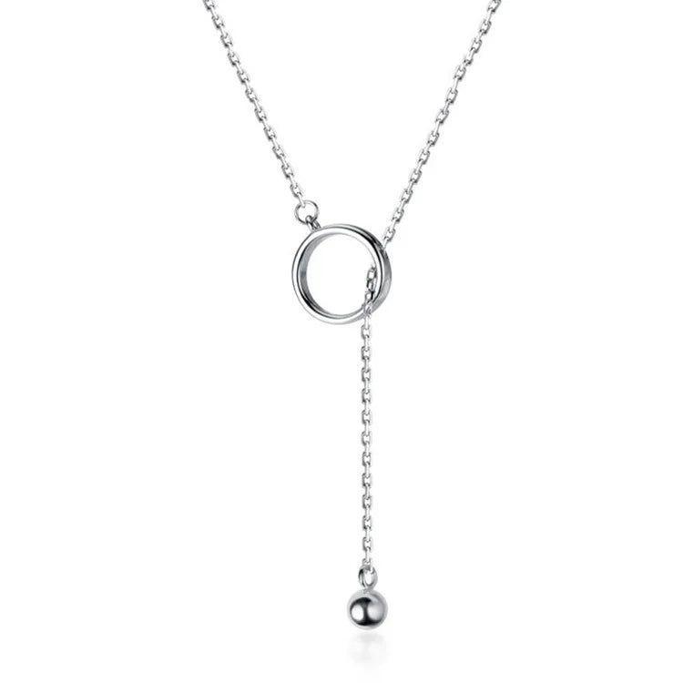 WMD5796 Bar Necklace 925 Sterling Silver Lariat  Drop Necklaces for Women Front Adjustable Chain Necklace