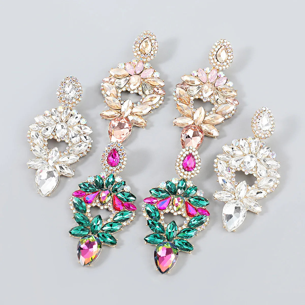 JLE15307 Hot Selling Fashion Statement Crystal Earrings Women Geometric Stud Earrings Jewelry