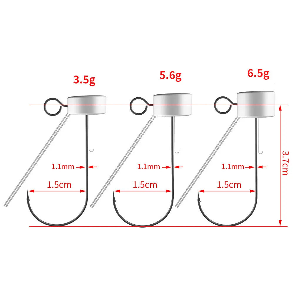 3.5G/5.6G/6.2G Mushroom Shape Steel Wire Soft Worm Lures Lead Jig Head Rock
