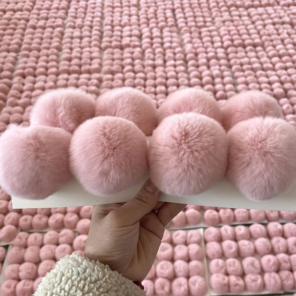 7cm No Keyring Simulation Natural Fur Ball 2-10cm Pompom Keychain Car Pompon Rabbit Fur DIY Bag Charms With Fluffy Bunny Ponpon
