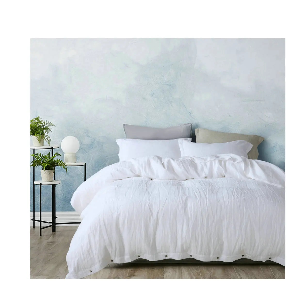 4 Piece 100% Pure French Linen Bedding Set 100% Linen Duvet Cover & Flat Sheet Sets