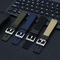 22mm 24mm Nylon Sailcloth Rubber Hybrid Watch Strap Waterproof Performance Soft Band Replacement Wristband