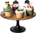 Natural Wood Metal Eco-Friendly Round Cake Dessert Stand Matt Base Cupcake Holder Plate Handcrafted Pedestal Platter