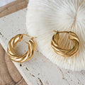 Waterproof Chunky Gold Hoop Earrings Non Tarnish  Stainless Steel Thick Twisted Hoops
