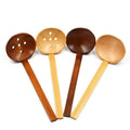 Japanese Style Eco-Friendly Natural Wooden Kitchen Utensil Soup Spoon Colander Spoon With Long Handle