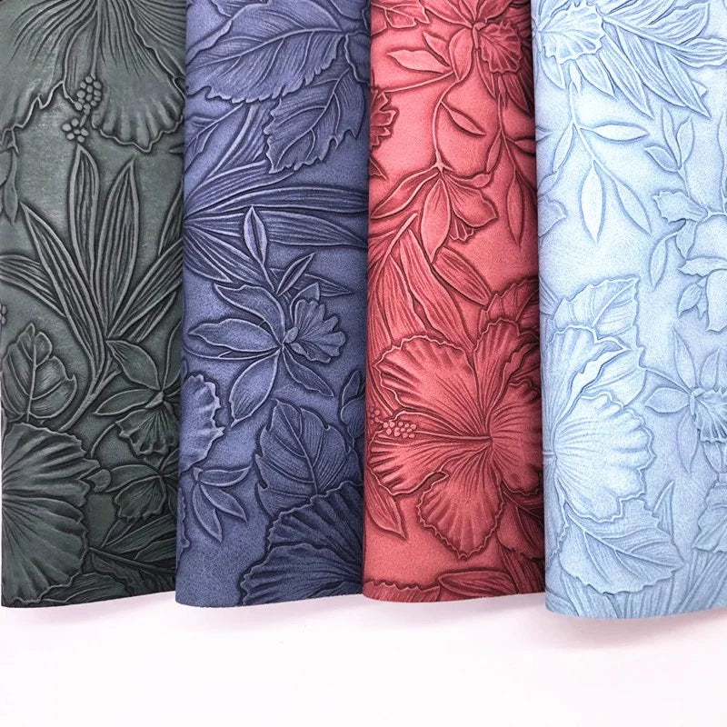 Synthetic Embossed Floral PU Leather Woven for Shoes Handbags Purse Belts Crafts Sofas Garments Outdoor Costumes Pillows