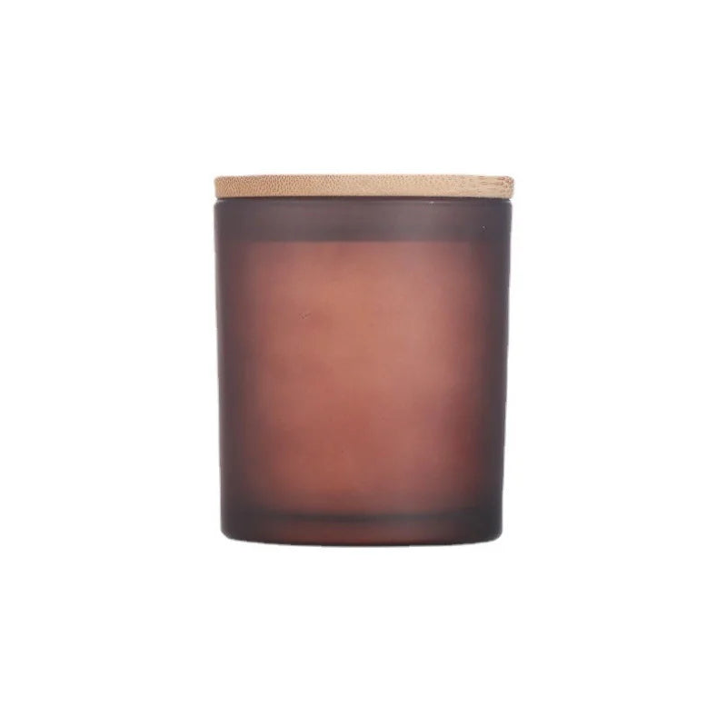 Hot Sale Amber 300ml Frosted Clear Reusable Glass Jar for Scented Candle with Bamboo Lid