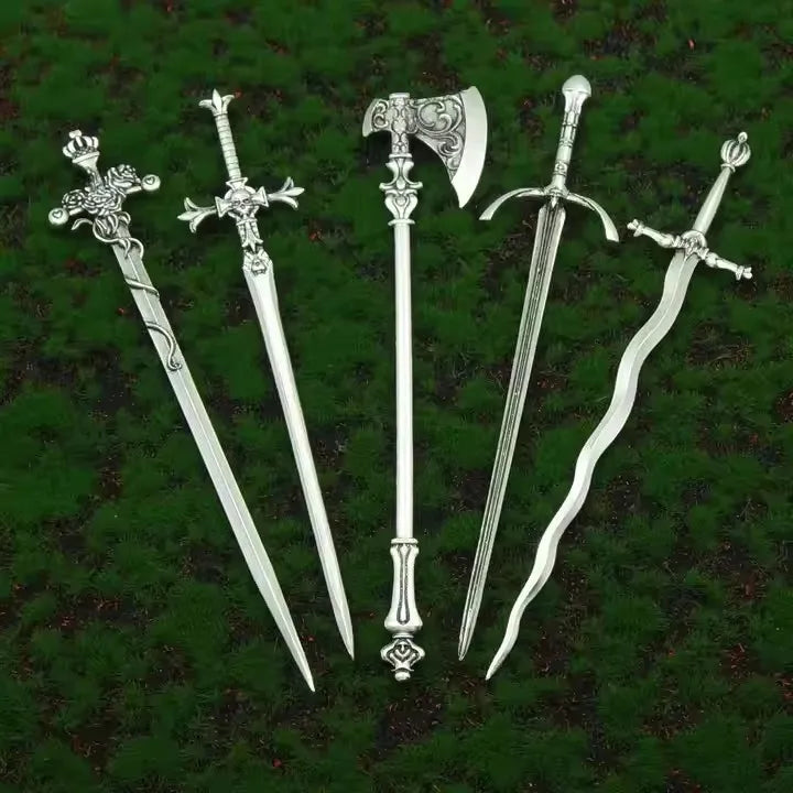 Vintage Wholesale Cross Skeleton Sword Hair Stick Woman Hairpin Gift
