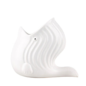 Newly-made Dish Drainer Functional Jar on Counter Clever White Ceramic Whale Cutlery/Sponge Holder Utensil Crock