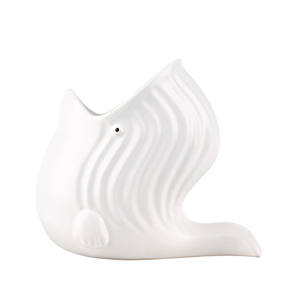 Newly-made Dish Drainer Functional Jar on Counter Clever White Ceramic Whale Cutlery/Sponge Holder Utensil Crock
