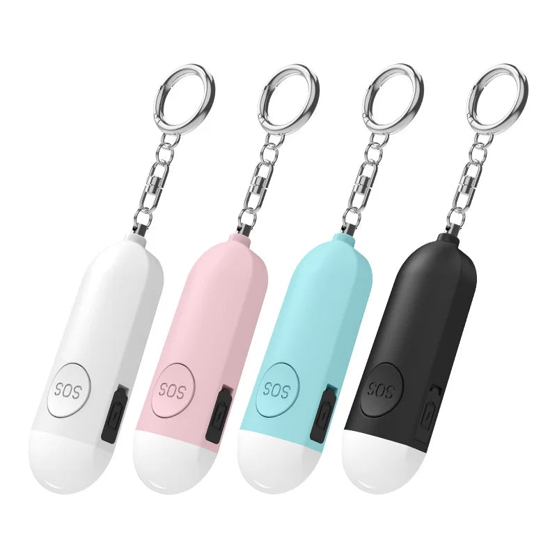Factory Personal Alarm Usb Rechargeable 130 Db Loud Safety Siren Whistle With Led Light Alert Key Chain For Women Self Defense