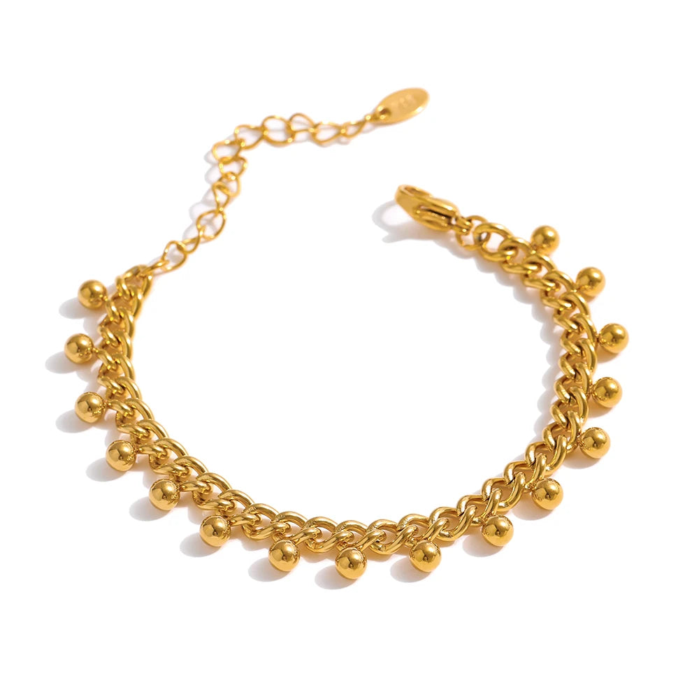 JINYOU 1000 Charm Stainless Steel Gold Bohemian Chain Bracelet Bangle Jewelry for Women