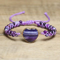 Personalized Purple Striped Agate Bracelet for Women Jewelry Valentines Gift Handwoven Adjustable Heart Dainty Beaded Bracelet
