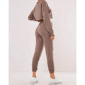 K210298 Women Casual Two Piece Sweat Set High Waist Pants Jogger Hoodie Sweatshirt Suit Outfits Tracksuit Crop Top Hoodie Set