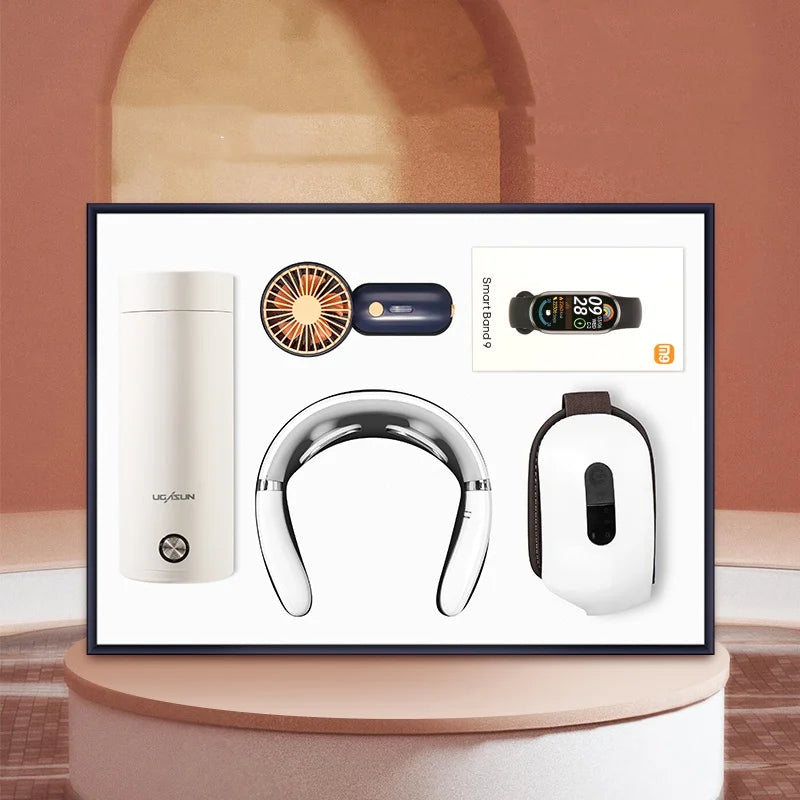2023 New Portable Electric Kettle Thermal Cup Electric Fan Handy Neck Massager Sports Rubber Bracelet-Best Hot Personal Gift Set
