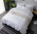 Hot Sale Home Textile 100%satin  Cotton Strip Luxury Comforter Bed Sheet Duvet Cover Pillowcase Bedding Set for Home Hotel