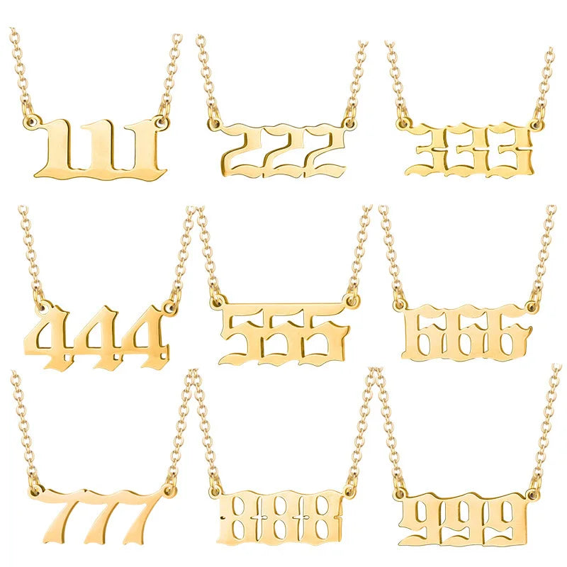 Wholesale Custom High Quality Women Non Tarnish Free Waterproof Jewelry 18K Gold Plated Stainless Steel Angel Number Necklace