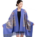 2025 Autumn/Winter Cashmere Warm Outerwear Embroidered Cloak Scarf Shawl for Women Long Tassel Pashmina