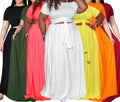 XL-5XL Summer Crop Top With Long Dress Plus Size Two Pieces Set Women Clothing