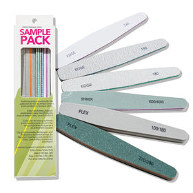 6Pcs/Box Custom Reusable Sponge Double Sided Straight Pattern Nail Files 100/180 Grit Half Moon for Home and Salon Use
