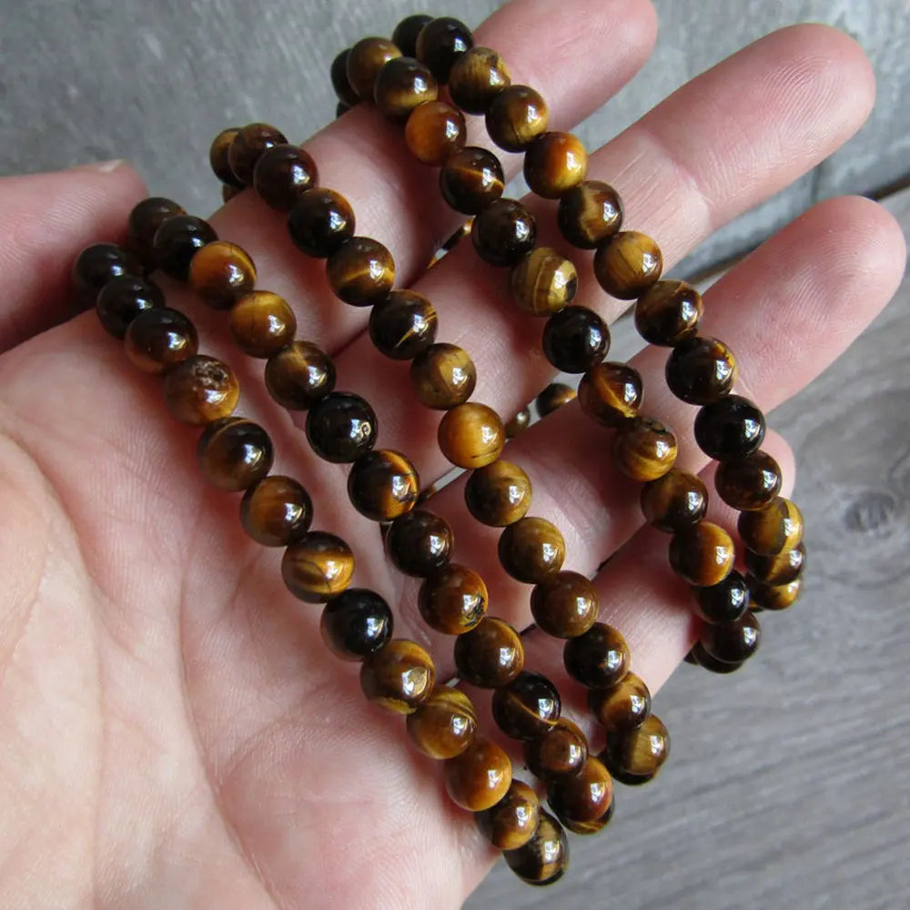 Luxury Custom Charms Bracelets Healing Crystal Gemstone tiger Eye 6mm Round Stretchy String Crystal Bracelet Jewelry for Women