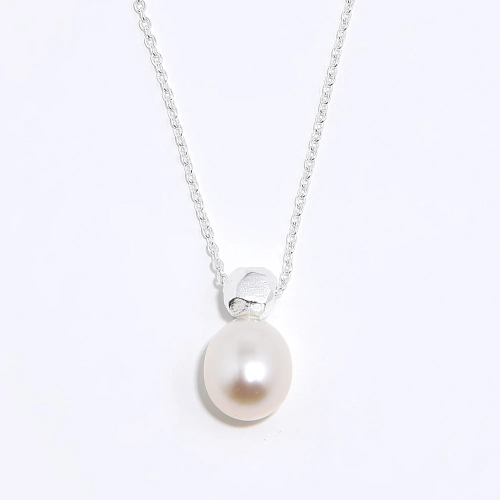 European and American Style 925 Silver Chain Charms Jewelry Natural Baroque Pearl Necklace