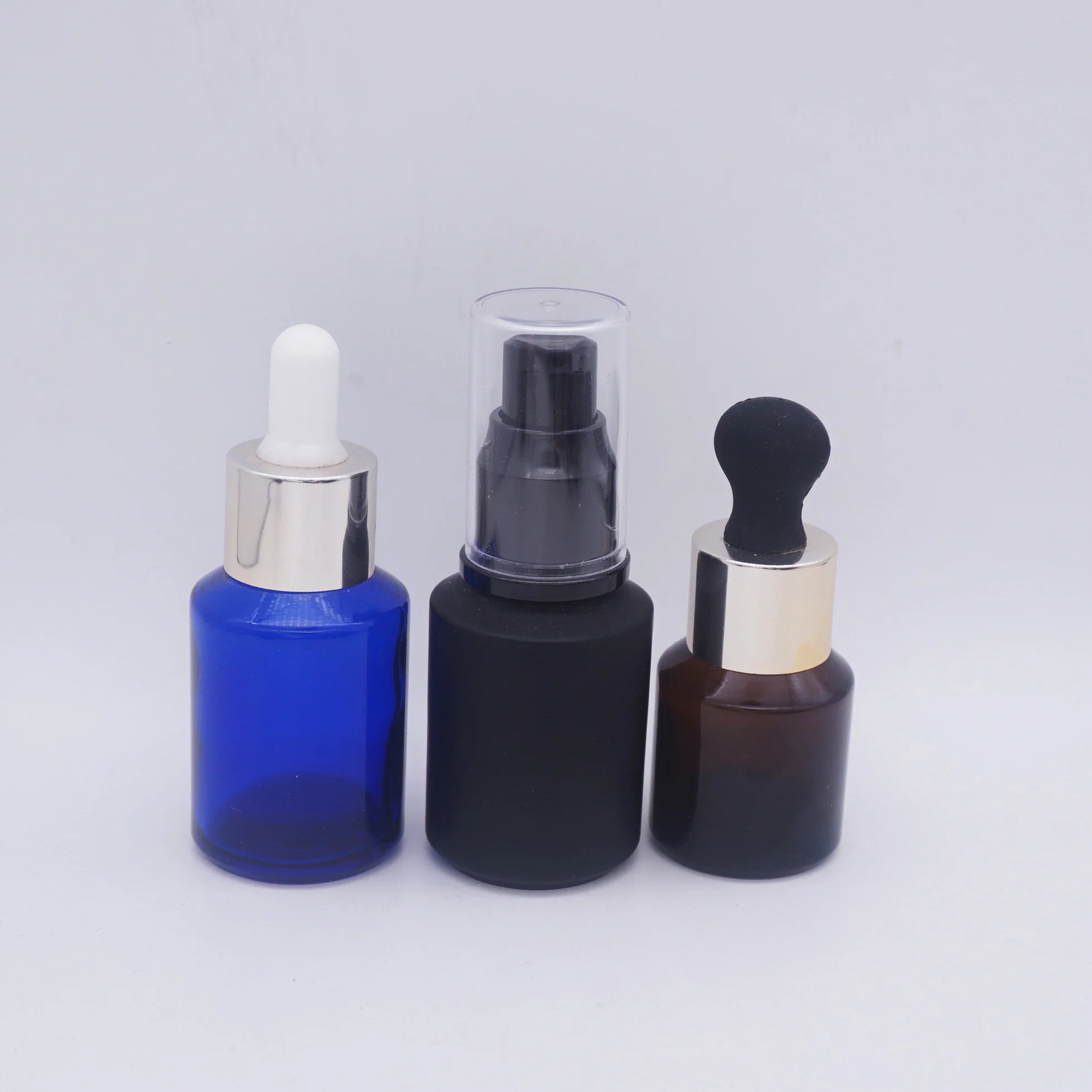 15ml Black Frosted Serum Bottle with Oblique Shoulders