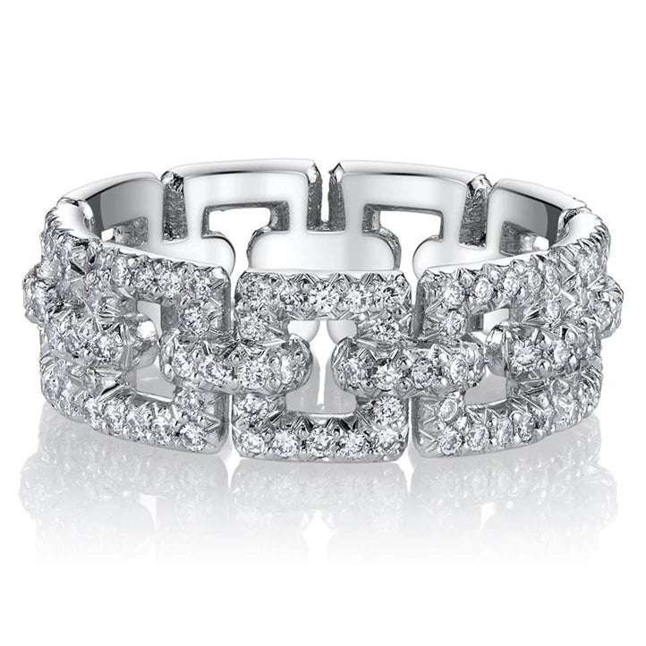 CAOSHI Intersecting Connection Square Shiny Gemstones CZ Rings Lady Dainty Fashion Silver Full Gems Hollow Square Rings Women
